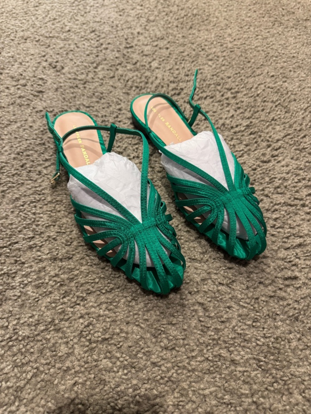 Loeffler Randall Devon Green Woven Slingback Flats